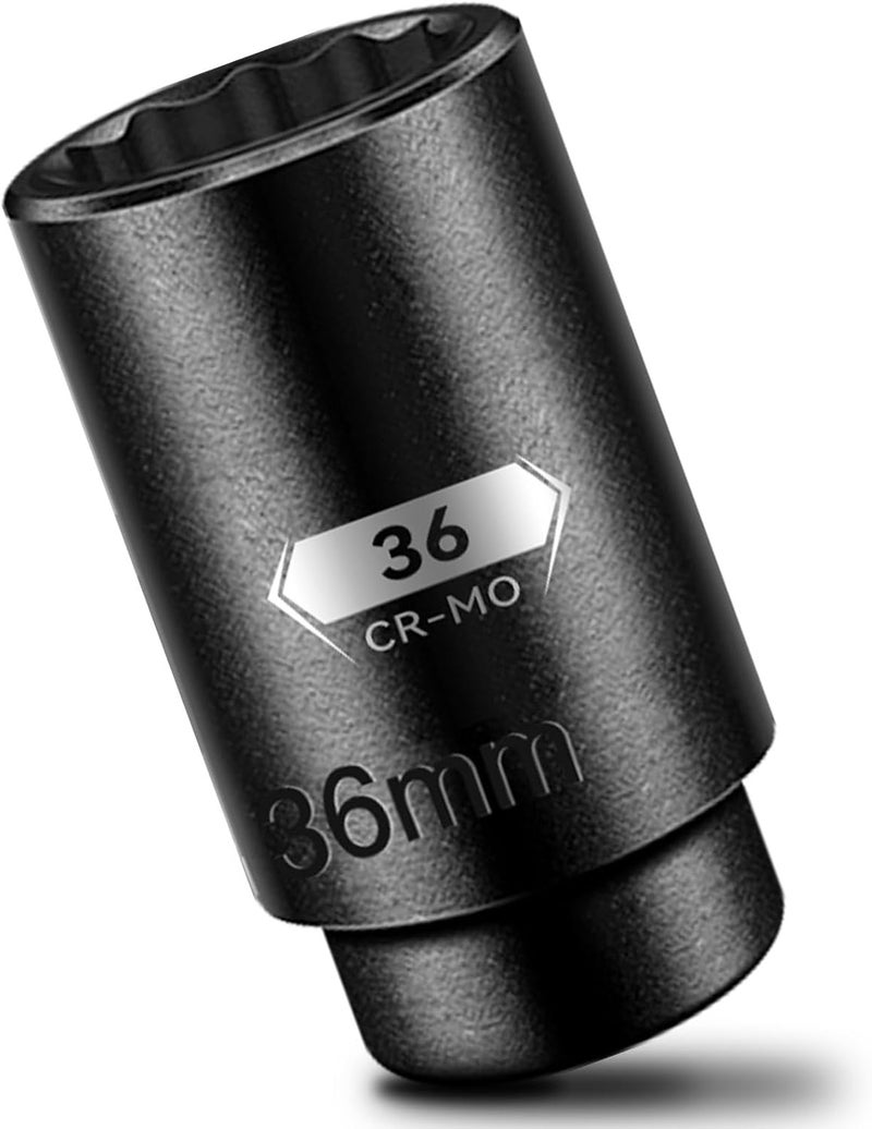 BLACKROBOT 36 mm 12-Point Deep Impact Socket, 1/2 Inch Drive, Metric, Black Manganese Phosphate Coating - Image 1